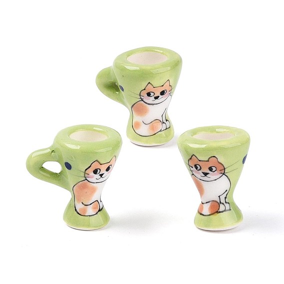 Декоративная чашка ручной работы из фарфора в виде кошки., Ручной обращается фарфор Famille Rose, аксессуары для микроландшафта
