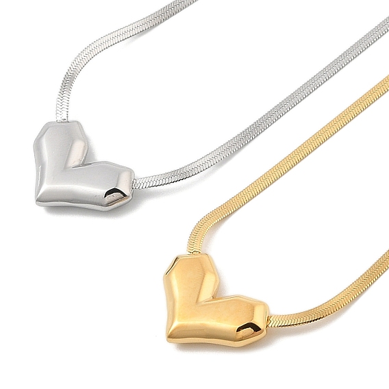 304 ожерелья в виде сердца из нержавеющей стали с плоской змеиной цепочкой для женщин