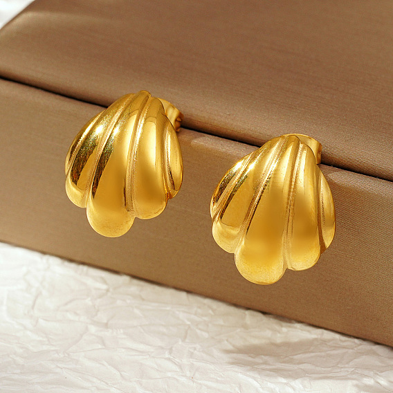 Стильные 304 серьги-гвоздики в форме ракушки из нержавеющей стали для ежедневного ношения