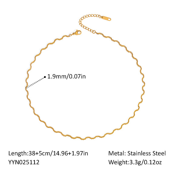 Ожерелья из волнистой цепи-змейки из нержавеющей стали для женщин, реальный 18 k позолоченный