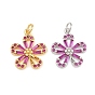 Brass Micro Pave Orchid Cubic Zirconia Pendants, Flower Charms, Rack Plating, Long-Lasting Plated, Lead Free & Cadmium Free