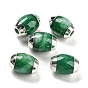 Imitation Jade Glass Beads, with Platinum Tone Brass Ends, Oval