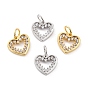 Латунные микро проложить кубического циркония подвески, с прыжковых колец, долговечный, без кадмия и без свинца, сердце