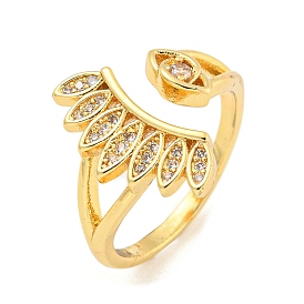 Eye Brass Micro Pave Clear Cubic Zirconia Open Cuff Rings for Women