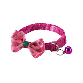 Collier ajustable, noeud papillon en nylon couleur bonbon pour animal de compagnie, avec la cloche