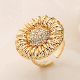 Кольца-манжеты из латуни с микропаве из прозрачных кубических цирконий для женщин, открытые кольца