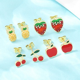 Серьги-гвоздики из латуни, стойки покрытие, без кадмия и без свинца, долговечный, золотые