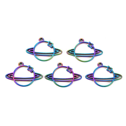 Alloy Open Back Bezel Pendants, Cadmium Free & Nickel Free & Lead Free, Planet