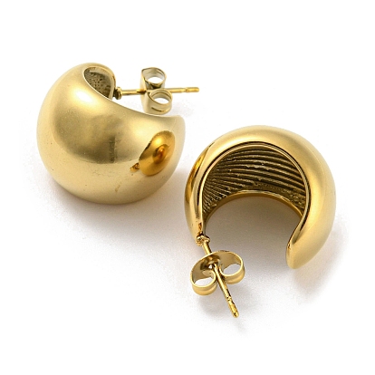 Ion Plating(IP) 304 Stainless Steel Round Stud Earrings, Half Hoop Earrings for Women