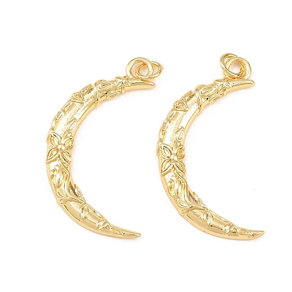 Латунные подвески, луна с цветочными чарами, долговечный, стойки покрытие, без свинца и без кадмия