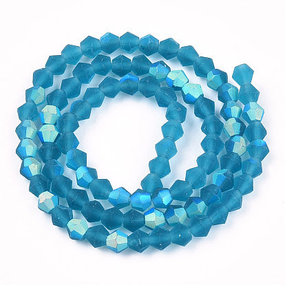 Imitate Austrian Crystal Bicone Frosted Glass Beads Strands, Grade AA, Faceted