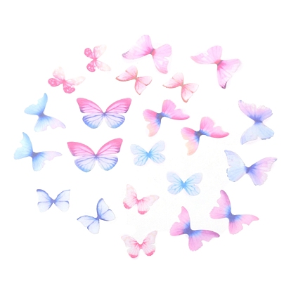 Gradient Color Cloth Butterfly Ornament Accessories, Craft Butterfly, for DIY Hair Accessories, Wedding Dress