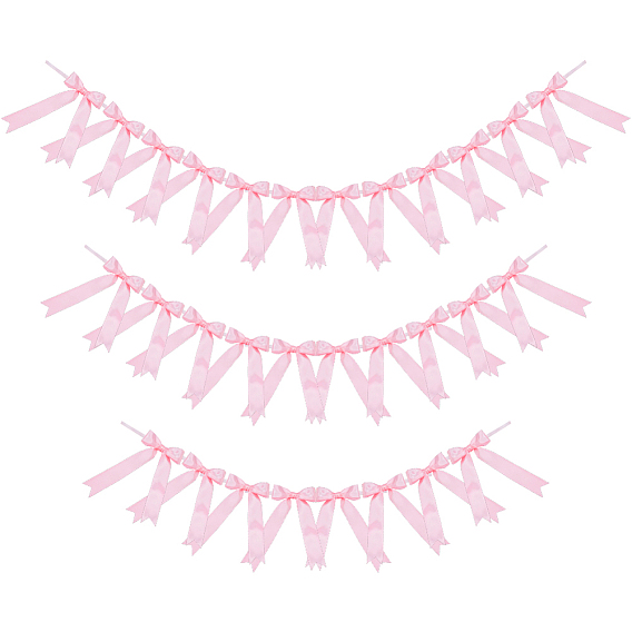 3Pcs 3 Styles Polyester Bowknot Hanging Banner, for Party Decor