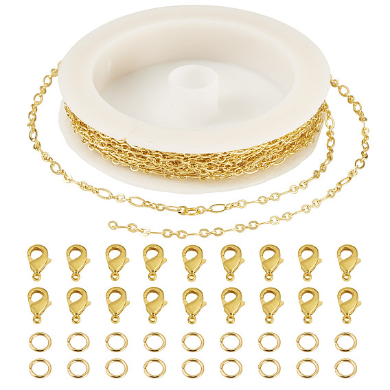Набор для изготовления ювелирных изделий своими руками, включая латунные цепочки Фигаро, карабины и открытые соединительные кольца