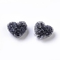 Resin Beads, with Crystal Rhinestone, Imitation Candy Food Style, Heart