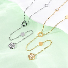 304 ожерелья из нержавеющей стали с кристаллами и стразами в виде цветов, ионное покрытие (ip)