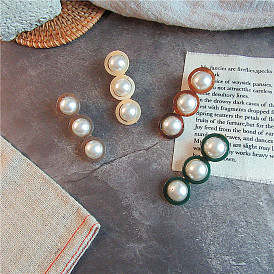Retro Pearl Hair Clip for Women, Elegant Round Shape with Alligator Clip and Fringe Clasp
