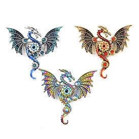 Дракон со злым глазом, сплав со стразами и пластиковыми булавками для рюкзака