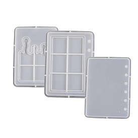 DIY Silicone A7 6 Ring Binder Notebook Cover & Back Molds, Quicksand Molds, Resin Casting Molds, Rectangle/Ice Cream