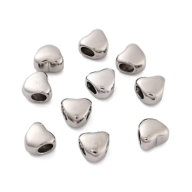 316 Surgical Stainless Steel European Beads, Large Hole Beads, Heart