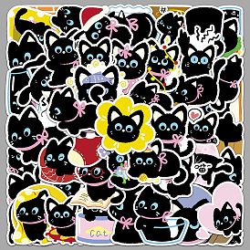 50Pcs 50 Styles PVC Stickers, Self-adhesion, for Suitcase, Skateboard, Refrigerator, Helmet, Mobile Phone Shell, Cat