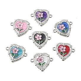 Подвески из сплава эмали, сердце с цветочными звеньями, платина