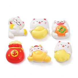 Opaque Resin Cabochons, Jewelry Making, Lucky Cat/Bag