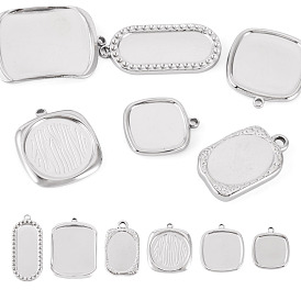 6шт 6 стили 304 настройки подвески из нержавеющей стали кабошон, ионное покрытие (ip), прямоугольник и овал
