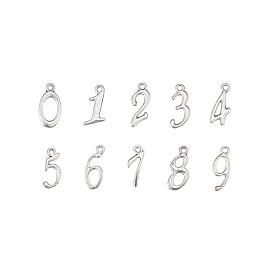 100Pcs Tibetan Style Alloy Pendant Sets, Including Number 0~9