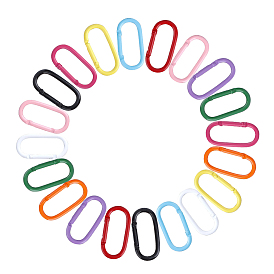 20Pcs 10 Colors Alloy Spring Gate Rings, Oval