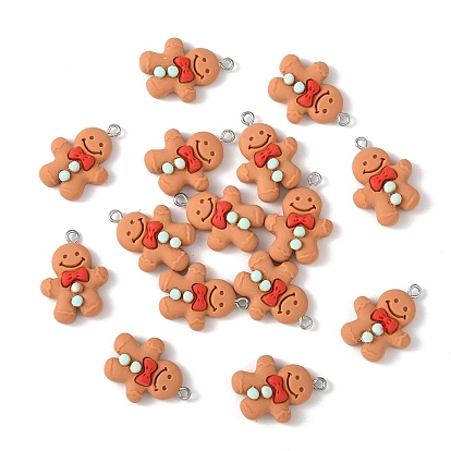 15шт. подвески из непрозрачной смолы на рождественскую тематику, Колобок, с платиновыми тоновыми железными петлями