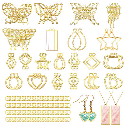 Наборы для изготовления ювелирных изделий своими руками, включая подвески из сплава с открытой задней частью и подвески-соединители, разнообразные