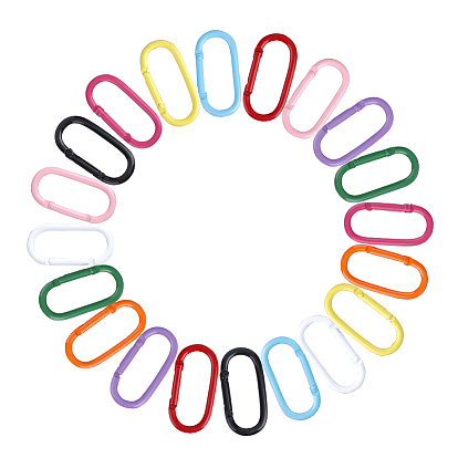 20Pcs 10 Colors Alloy Spring Gate Rings, Oval
