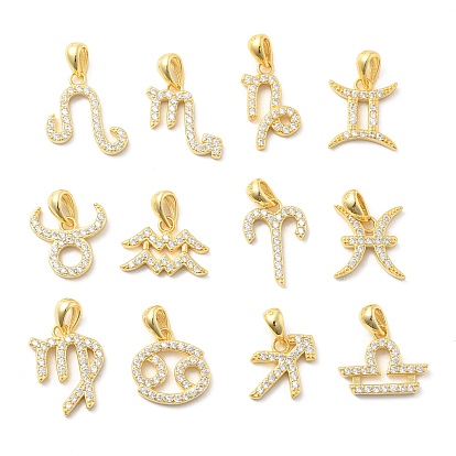 925 подвески из стерлингового серебра с прозрачным микропаве и цирконием, обереги двенадцати созвездий, золотые
