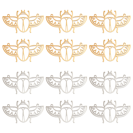 12 шт. 2 цвета 201 подвески из нержавеющей стали, цикада