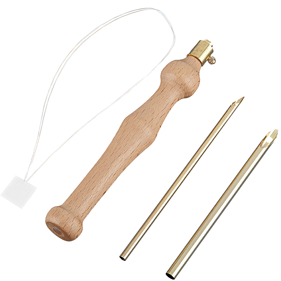 Набор из латунной иглы для вышивания с деревянной ручкой и автоматического нитевдевателя