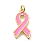 Латунь эмаль подвески, с целью перехода в кольце, без кадмия и без свинца, долговечный, стойки покрытие, октябрьский рак молочной железы, розовая лента осведомленности, шарм