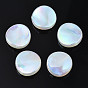 Rainbow Iridescent Plating Acrylic Beads, Glitter Beads, Flat Round