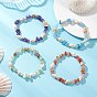4шт. эластичные браслеты из натуральных смешанных драгоценных камней и морских ракушек для женщин, формы раковины
