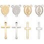 Stainless Steel Chandelier Components Links/Links, Religion Theme, Oval with Virgin Mary and Cross