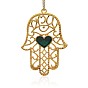 Кулоны, эмаль, сплав, золотистые , hamsa рука / рука fatima / рука miriam с сердцем, 77x53x3 мм, отверстие : 3 мм