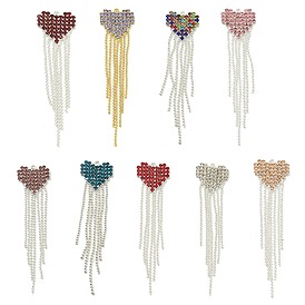 Brass Rhinestone Pendants, Heart Tassel