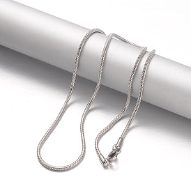 304 Stainless Steel Snake Chain Necklaces, with Lobster Claw Clasps