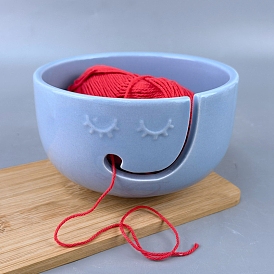 Porte-bol rond en fil de porcelaine fait main, panier de rangement pour laine à tricoter avec trous pour éviter de glisser