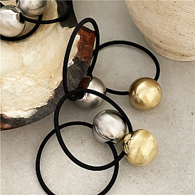 Retro Gold Alloy Ball Hair Tie with Beaded Elastic Band