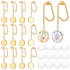 DIY Earring Making Kits, including Flat Round 304 Stainless Steel Stud Earring Findings and Glass Cabochons