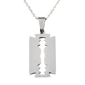 201 Stainless Steel Pendants Necklaces, with Cable Chains and Lobster Claw Clasps, Blade