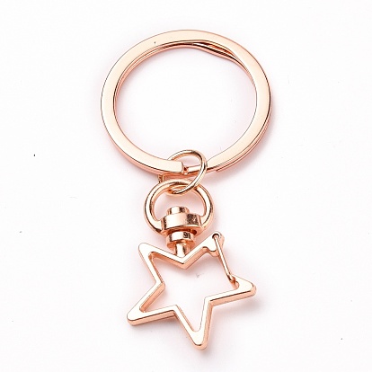 Iron Star Keychain, with Alloy Split Key Rings