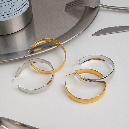304 серьги-гвоздики из нержавеющей стали c-образной формы, серьги-кольца