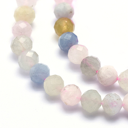 Natural Morganite Beads Strands, Round, Faceted